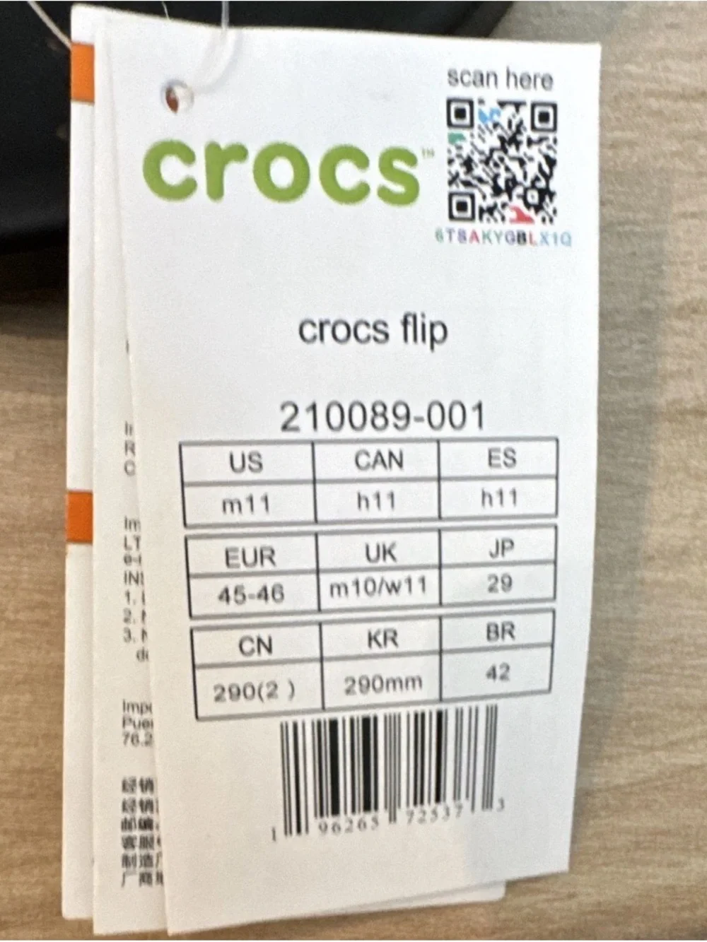 CROCS Black Flip with Lime Green Logo Tag